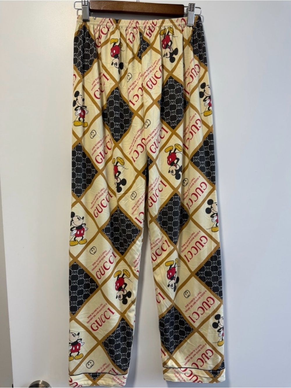 Yellow Logo Print Lounge Pants